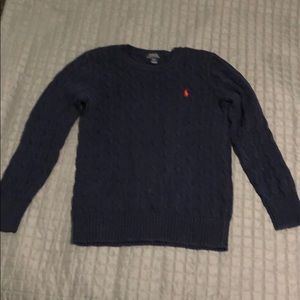 Polo by Ralph Lauren Shirts & Tops - Navy Polo Cable-Knit Sweater Polo by Ralph Lauren Shirts & Tops - Navy Polo Cable-Knit Sweater